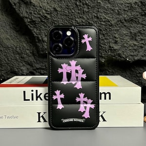 Croix gothique pour iPhone | Coque antichoc rose grunge Y2K pour téléphone, cadeau protecteur et élégant pour iPhone 16