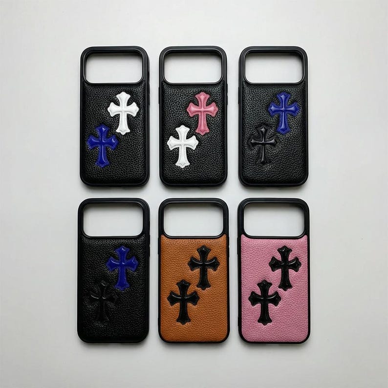 Funda de piel con diseño de cruz gótica para iPhone: estilo urbano punk Y2K, compatible con MagSafe imagen 9