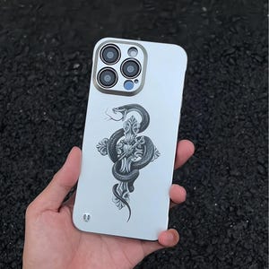 Gothic Cross Stainless Steel iPhone 16 Pro Case | Grunge Medusa Shockproof Phone Cover, Protective Goth Case, Lucky Charm, Stylish & Durable