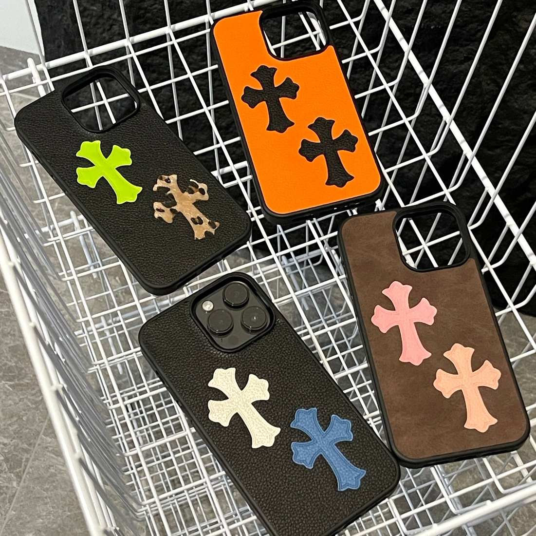 Gothic Y2K Cross Leather iPhone Case | Grunge Goth