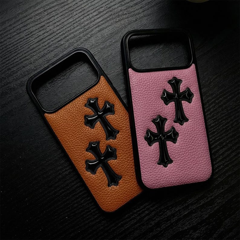 Funda de piel con diseño de cruz gótica para iPhone: estilo urbano punk Y2K, compatible con MagSafe imagen 5