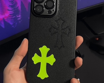 Funda de cuero con diseño de cruz gótica para iPhone: protección Y2K