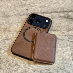 Magnetic Wallet Phone Case MagSafe Compatible Card Holder Vintage Leather Look Personalized Initials Protective iPhone Case Gift for Him