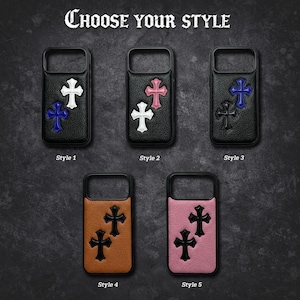 Funda de piel con diseño de cruz gótica para iPhone: estilo urbano punk Y2K, compatible con MagSafe imagen 6