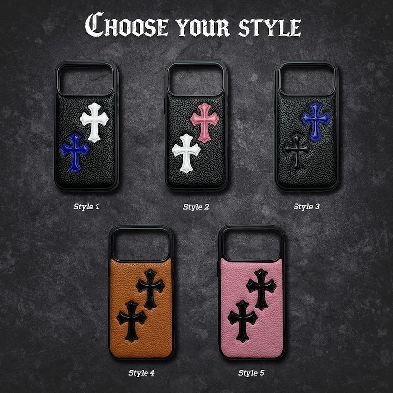 Funda de piel con diseño de cruz gótica para iPhone: estilo urbano punk Y2K, compatible con MagSafe imagen 6