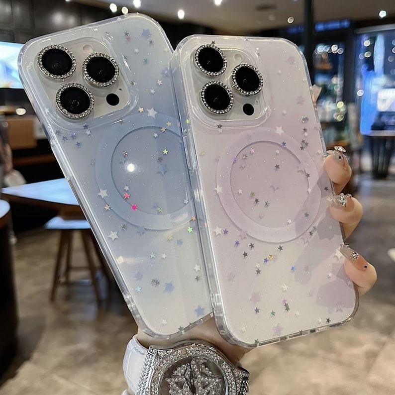 Glitter Star Magsafe iPhone Case: Sparkly Protective Cover With Lens ...