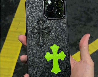 Gothic Y2K Cross Leather iPhone Case | Grunge Goth