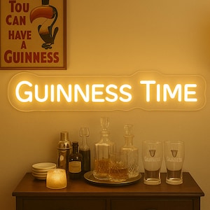 Guinness Time Neon Sign, Beer Bar Kitchen Decor, Guinness Wall Art Bar Decor, Birthday Gifts For Him,Man Cave Guinness Pub Beer Bar