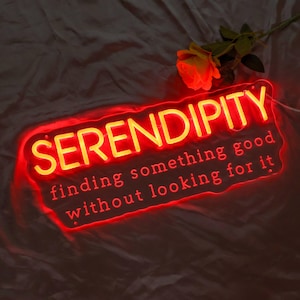 Neonowa tablica Serendipity, Dekoracja ścienna Serendipity, Sztuka miłosnych związków, Pierwotny inspirujący cytat, Pomysły na motywujące prezenty