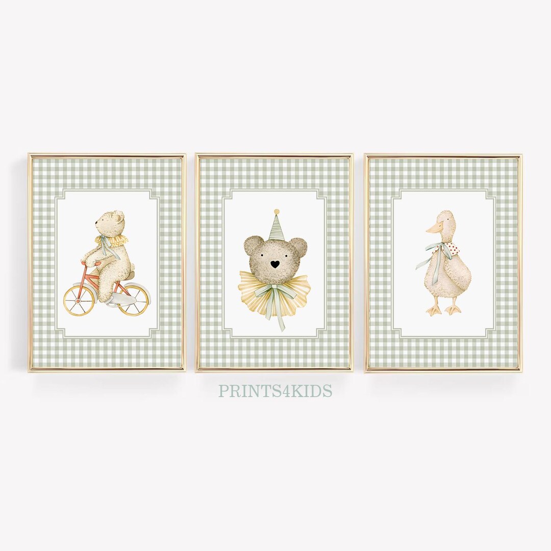 Vintage Nursery Set of 3 Prints, Duck Nursery Wall Art, Antique Gender ...