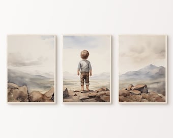 Adventure Nursery Set of 3 Prints, Printable Baby Boy Nursery Mountain Nature Decor, Toddler Room Poster, Outdoors Kids 3 Pieces Wall Art