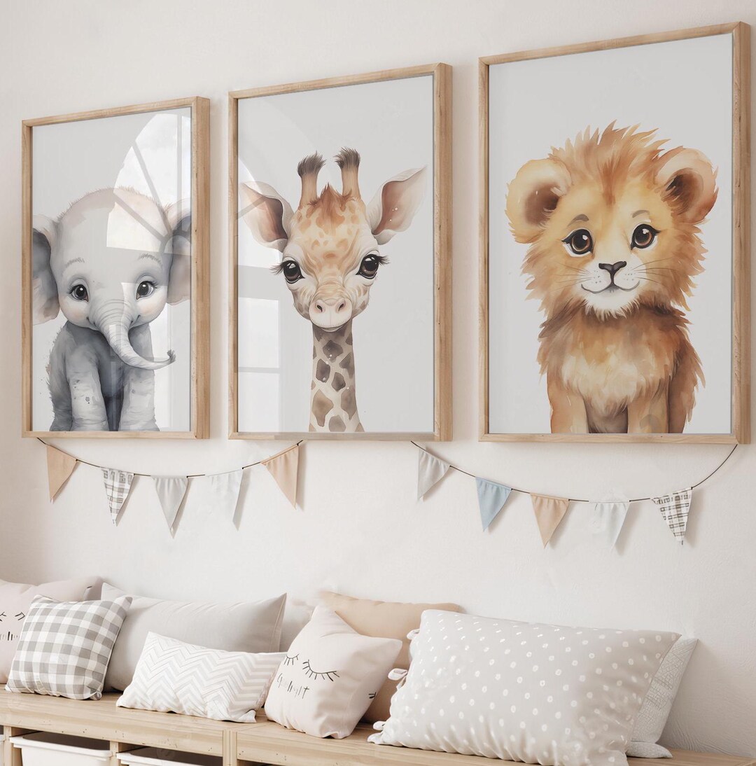 Safari Nursery Prints, Printable Safari Nursery Watercolor 3 Pieces ...