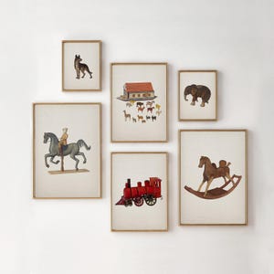 Vintage Neutral Nursery Gallery Wall, Gender Neutral Set of 6 Prints, Antique Baby Art, Earthy Tones Nursery Farmhouse Art, Nursery Decor