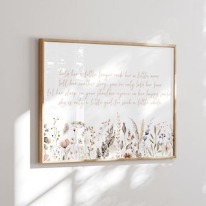 Wildflower Nursery Poem Wall Art, Boho Nursery Quote Poster, Girl Room Wall Art, Neutral Nursery Wildflower Decor, Floral Baby Room Sign