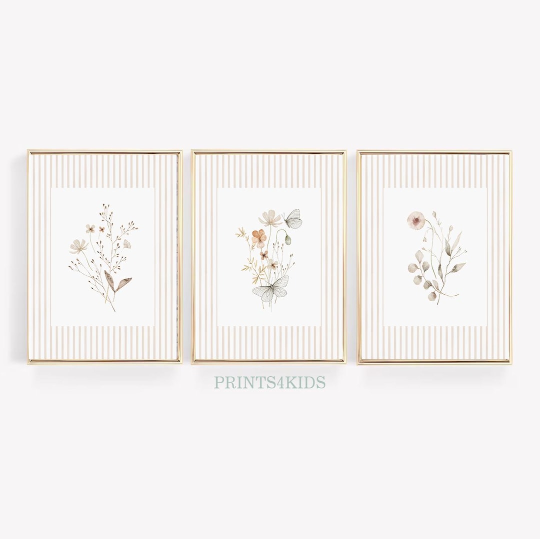 Wildflower Nursery Set of 3 Prints, Girls Room Decor, Floral Nursery ...