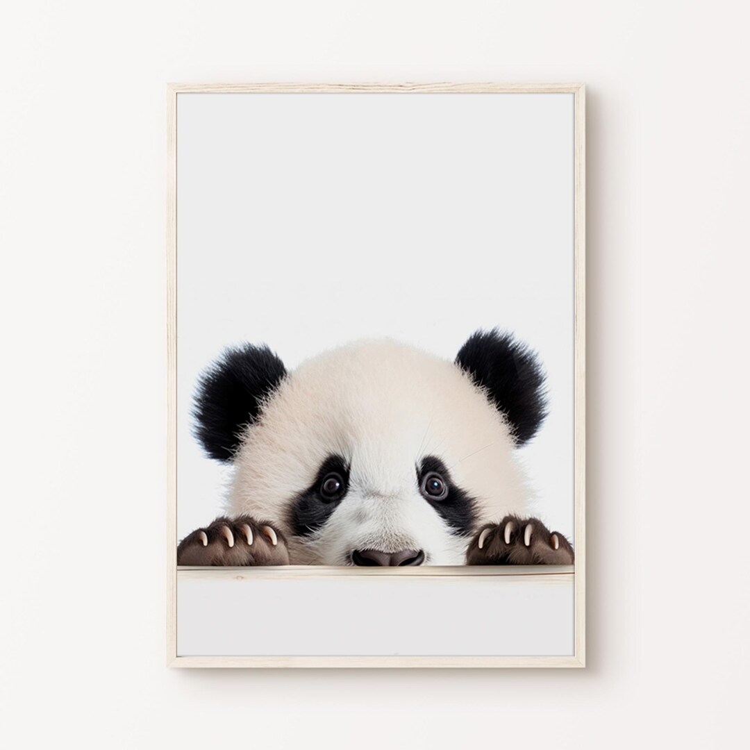 Baby Panda Bear Wall Art, Cute Animal Peekaboo Nursery Print, Printable ...