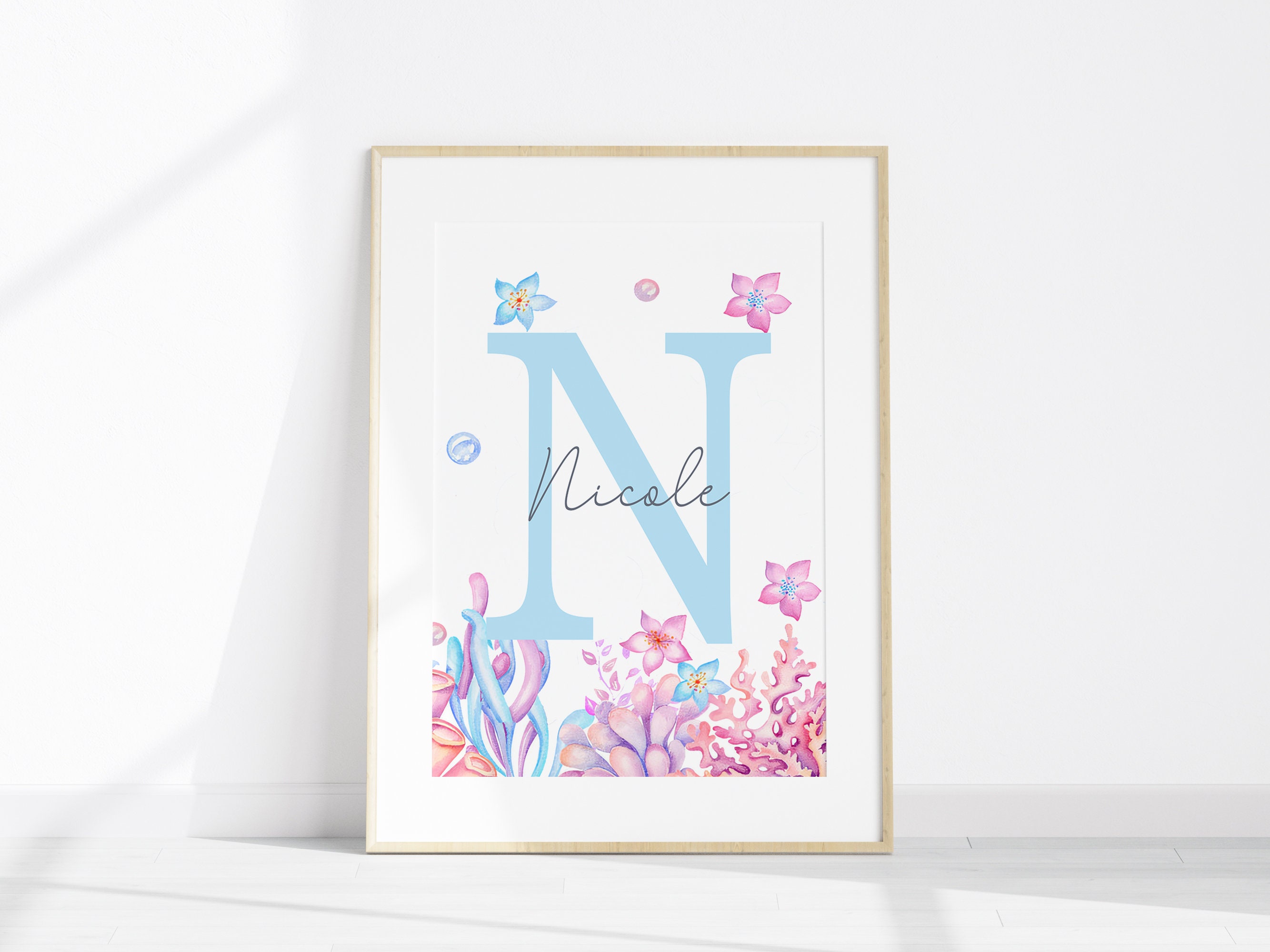Mermaids Girl Nursery Custom Name Prints, Ocean Girl Room Personalized ...
