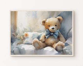 Bear Nursery Decor, Vintage Teddy Bear Print, Teddy Bear Painting, Rustic Nursery Decor, Baby Boy Room Decor, PRINTABLE Nursery Wall Art