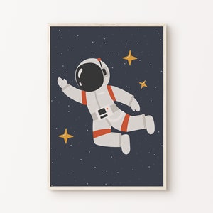 Impresiones de astronautas imprimibles, carteles de guardería con temática espacial, decoración de la sala de juegos del espacio exterior, arte de pared grande de astronauta de la habitación del niño, descarga digital