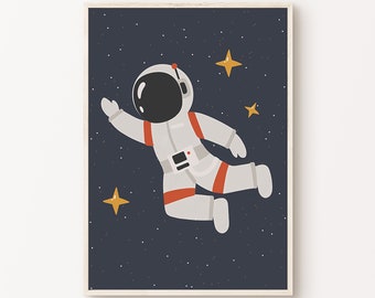 Printable Astronaut Prints, Space Themed Nursery Posters, Outer Space Playroom Decor, Boy Room Astronaut Large Wall Art, Digital Download