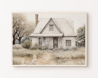 Neutral Cottage Print, Printable Wildflower Nursery Art, Vintage Countryside Girl Room Decor, Farmhouse Muted Poster, French Country Art