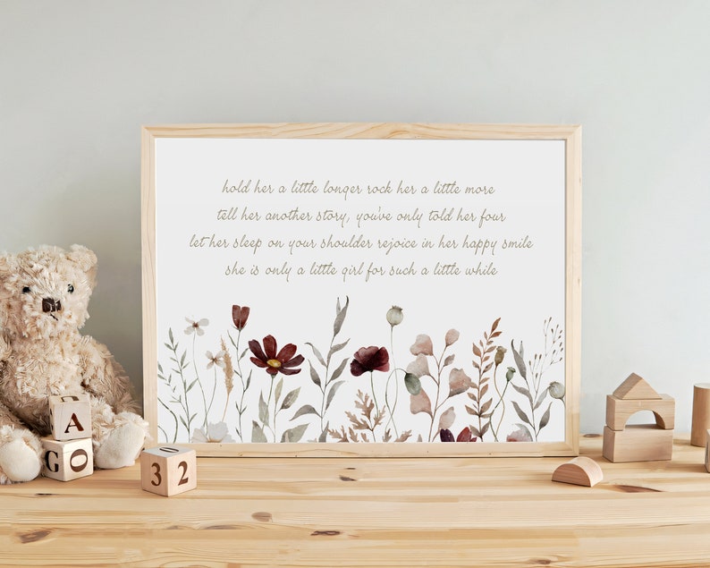 Wildflower Nursery Poem Wall Art, Boho Nursery Quote Poster, Girl Room ...