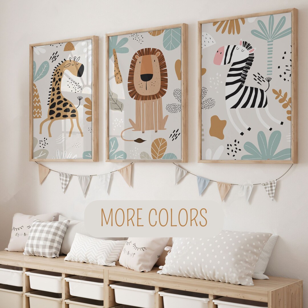 Printable Boho Nursery 3 Pieces Wall Art, Set of 3 Safari Nursery ...