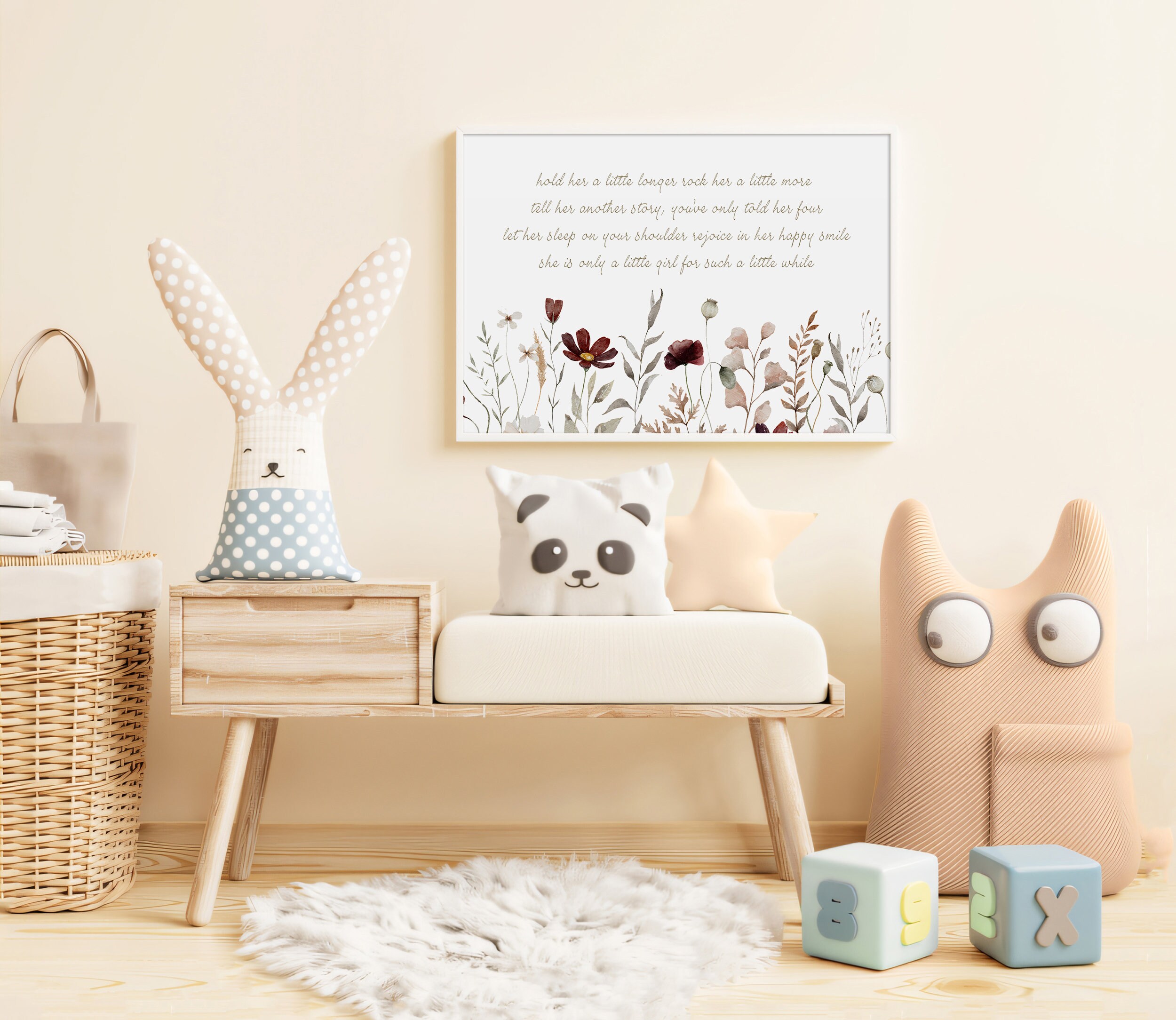 Wildflower Nursery Poem Wall Art, Boho Nursery Quote Poster, Girl Room ...