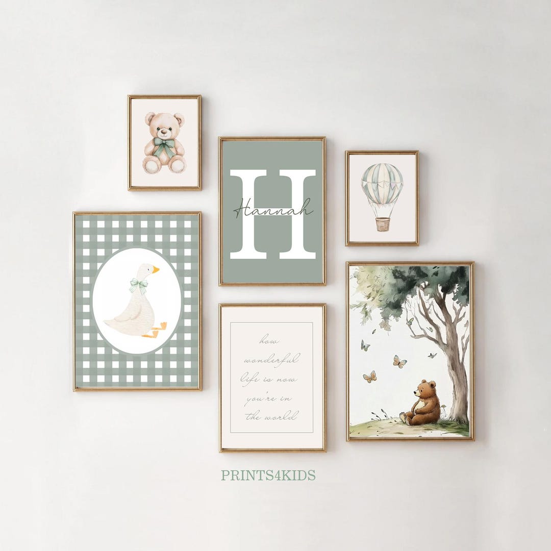 Nursery Wall Art Set of 6: Personalized Baby Room Art, How Wonderful ...