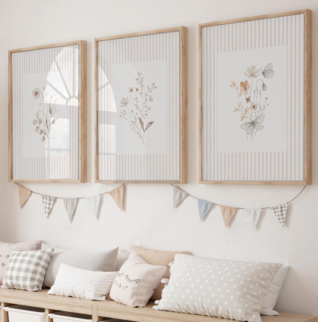 Wildflower Nursery Set of 3 Prints, Girls Room Decor, Floral Nursery ...