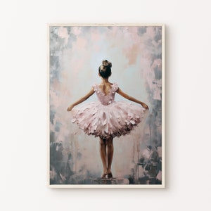 Ballerina Wall Art, Ballet Nursery Decor, Pink Girl&#39;s Room Ballet Dancer Painting, Ballerina Print, PRINTABLE Girl Wall Art