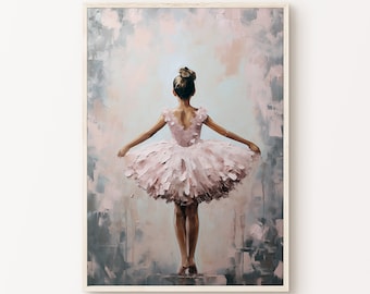Ballerina Wall Art, Ballet Nursery Decor, Pink Girl's Room Ballet Dancer Painting, Ballerina Print, PRINTABLE Girl Wall Art