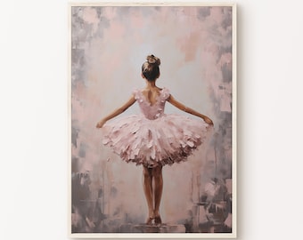 Ballerina Nursery Art, Ballet Nursery Decor, Pink Girl&#39;s Room Ballet Dancer Painting, Ballerina Print, PRINTABLE Girl Wall Art