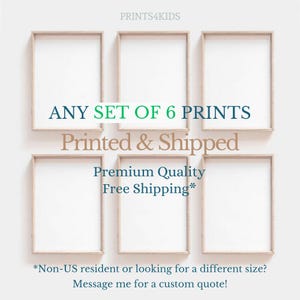 Printed Wall Art, Mailed Art Print, Set of 6 Fine Art Prints, Giclée Art Print, PRINTED and SHIPPED, Mailed Wall Art, Printing Service