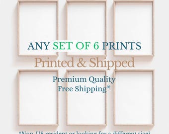 Printed Wall Art, Mailed Art Print, Set of 6 Fine Art Prints, Giclée Art Print, PRINTED and SHIPPED, Mailed Wall Art, Printing Service