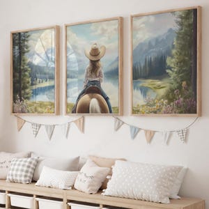 Cowgirl kwekerij print, baby meisje western cowgirl kwekerij decor, klein meisje paardrijden kinderkamer kunst aan de muur, meisjes paardenkamer digitale print