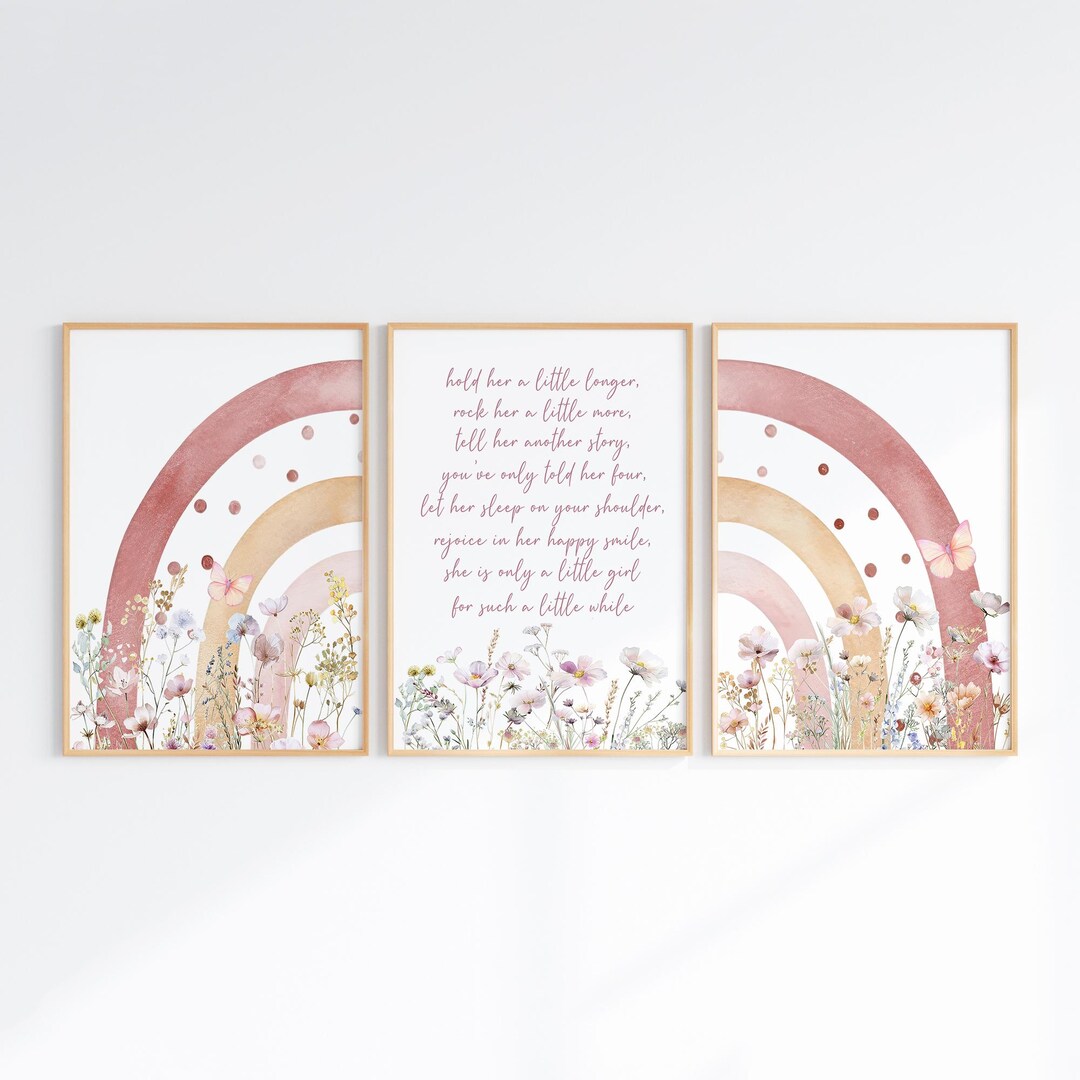 Wildflower Nursery Set of 3 Prints, Printable Boho Nursery Lullaby Poem ...