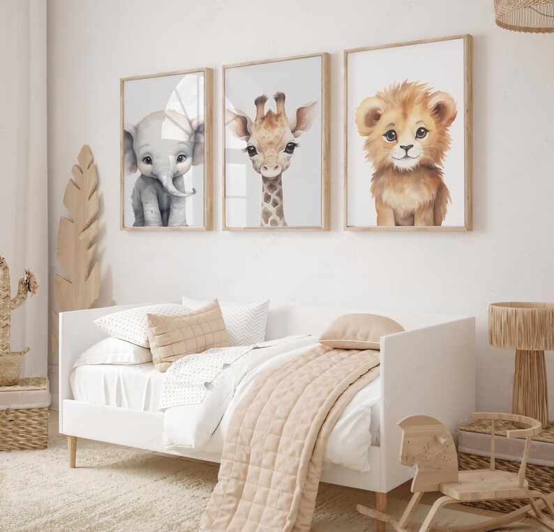 Safari Nursery Prints, Printable Safari Nursery Watercolor 3 Pieces ...