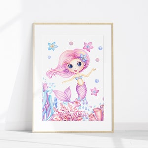 Mermaids Girl Nursery Custom Name Prints, Ocean Girl Room Personalized ...