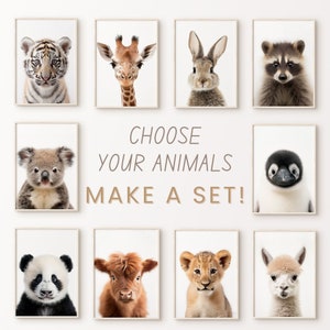 Impresiones de animales de la selva, impresión personalizada del vivero de Safari, arte personalizado de la pared de los animales del bosque, carteles IMPRIMIBLES, descarga digital
