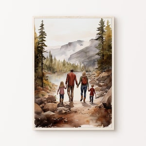Outdoor Familien Portrait, druckbare Abenteuer Familie Wandkunst, Bauernhaus Dekor, Kleinkind Zimmer Poster, Mutter Vater Kinder Geschenk