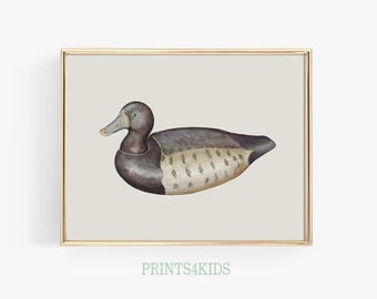 Duck Wall Art, Vintage Wall Prints For Kids Room, Duck Nursery Decor, Gender Neutral Nursery Prints, Floral Farmhouse Nursery Decor