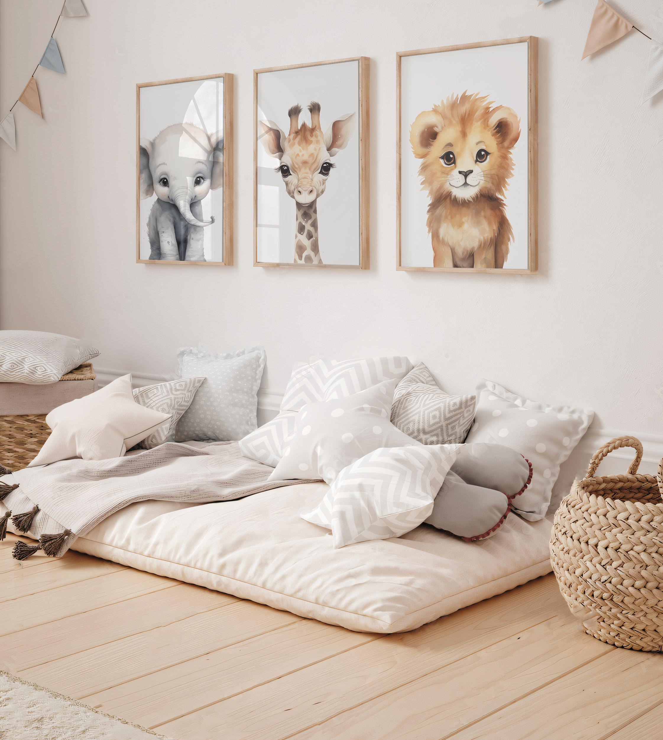Safari Nursery Prints, Printable Safari Nursery Watercolor 3 Pieces ...