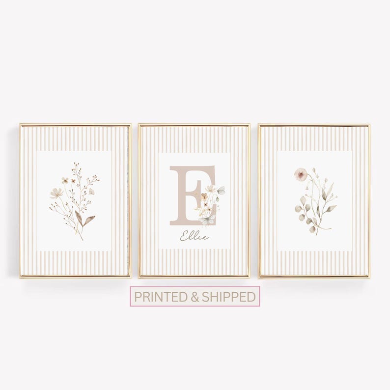 Wildflower Set of 3 Nursery Decor, Custom Floral Room Wall Art, Boho ...