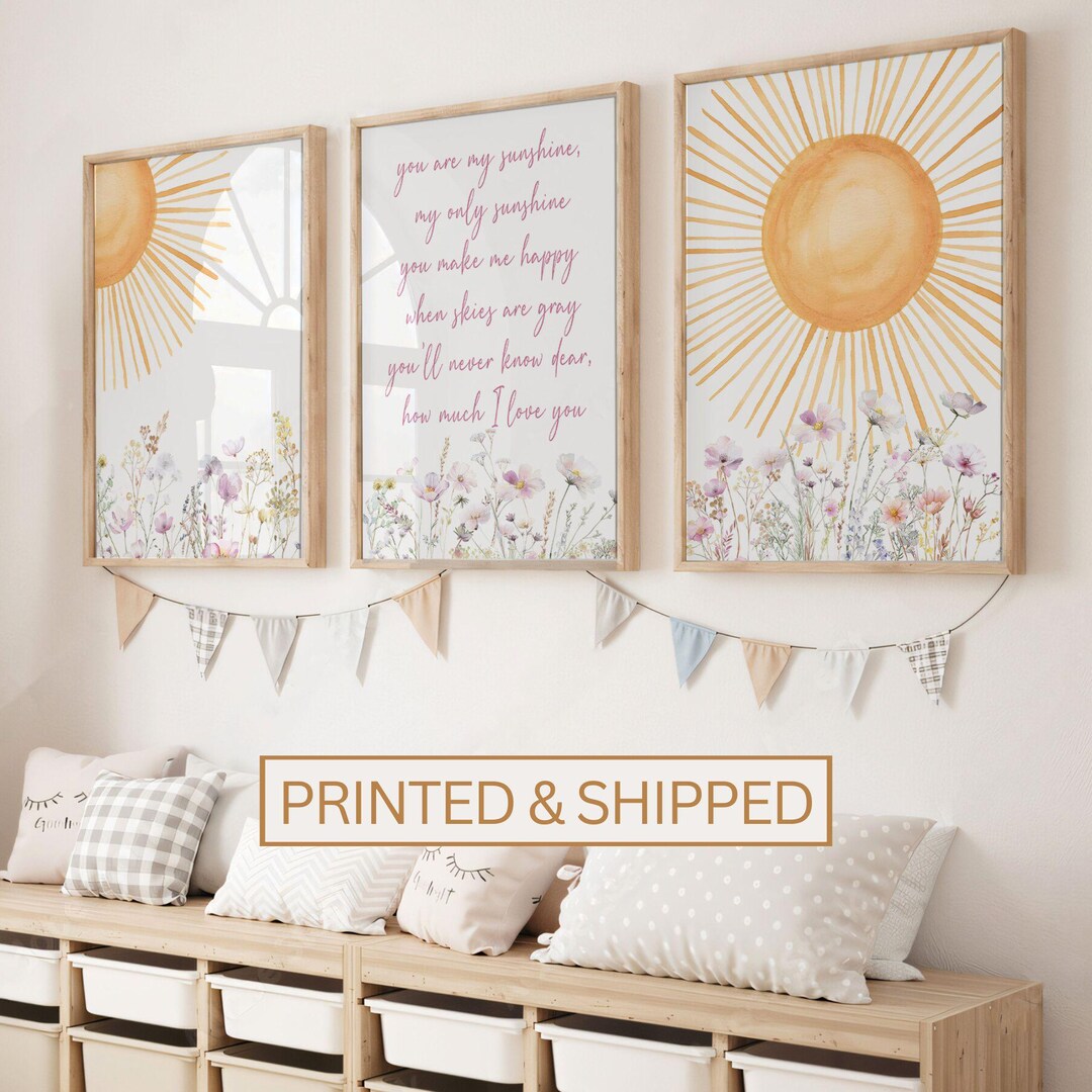 Boho Nursery Wall Art, You Are My Sunshine Quote Poster, Sun Set of 3 ...