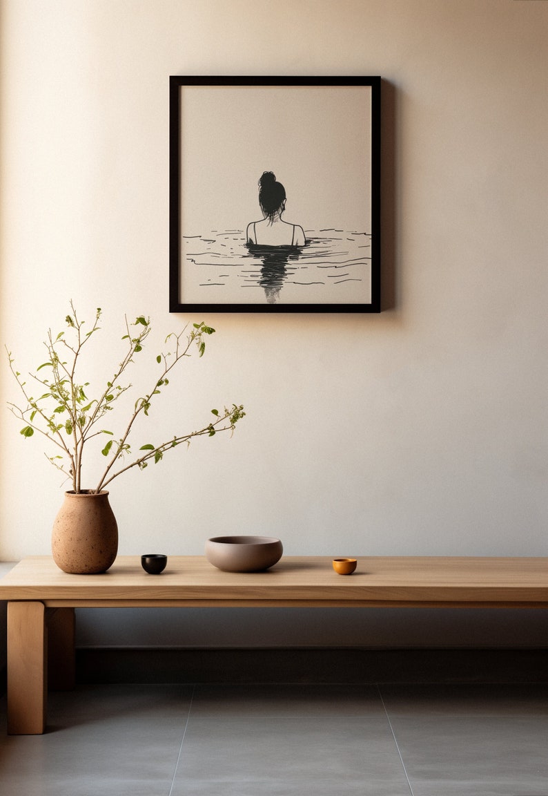 Minimalist Woman Line Art Printable | Calm Neutral Wall Art | Modern ...