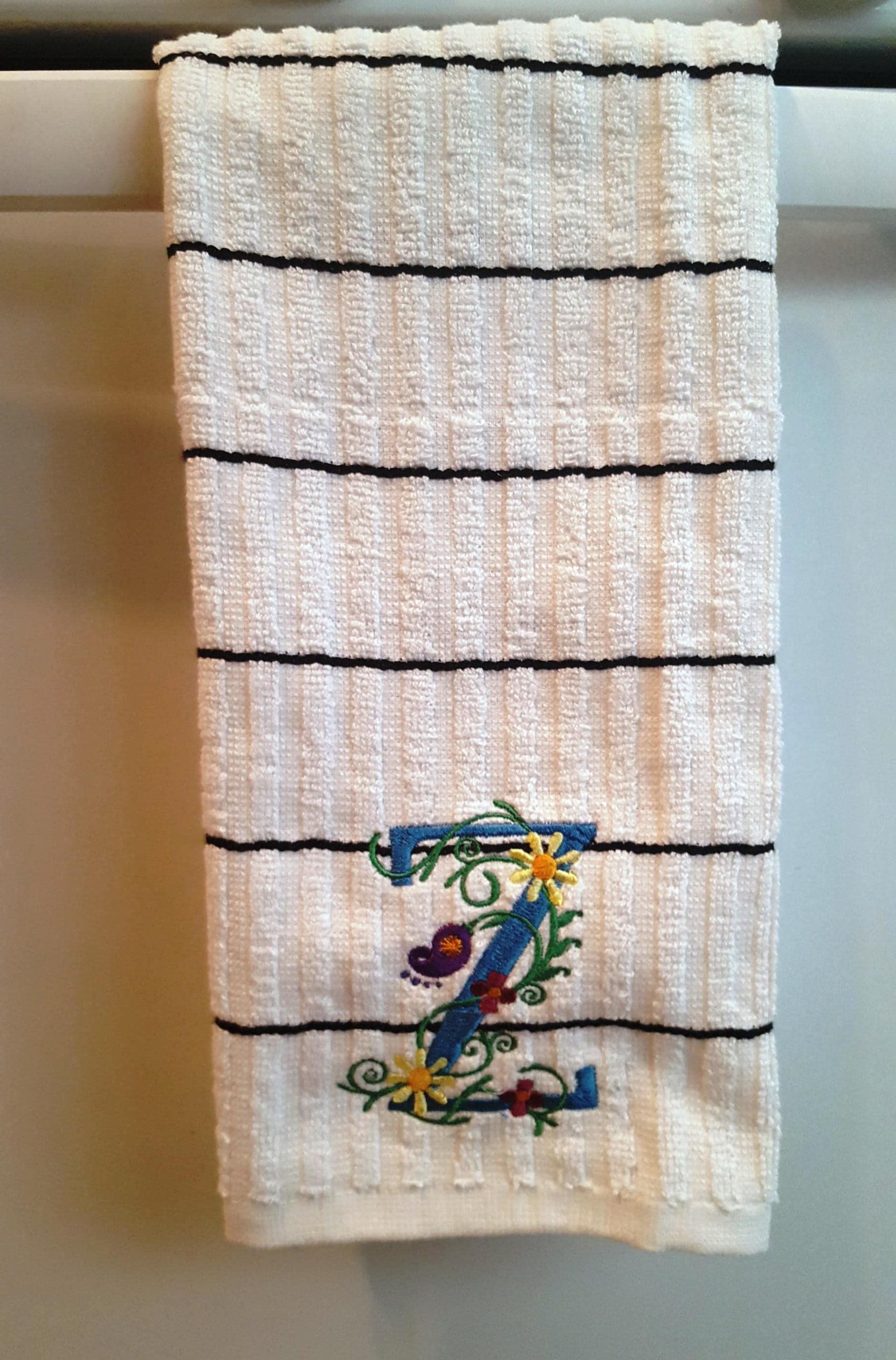 Floral Monogram Kitchen Towel Floral Monogram Towel Etsy