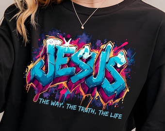 Graffiti Jesus Png Bundle, Jesus The Way The Truth The Life Clipart Bible Verse Designs, Faith Based Christian Quote Motivational Stickers