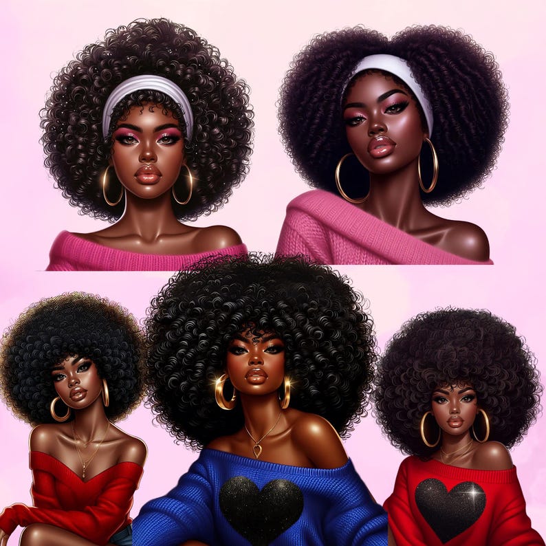 Black Woman, Bundle Png, Black Girl Png, African American Png, Black People, Afro Woman Women Png Designs, Black Girl Graphics, Glitter Png