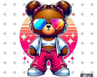 Graffiti Bear PNG, Hip Hop Streetwear Design (Digital Download)